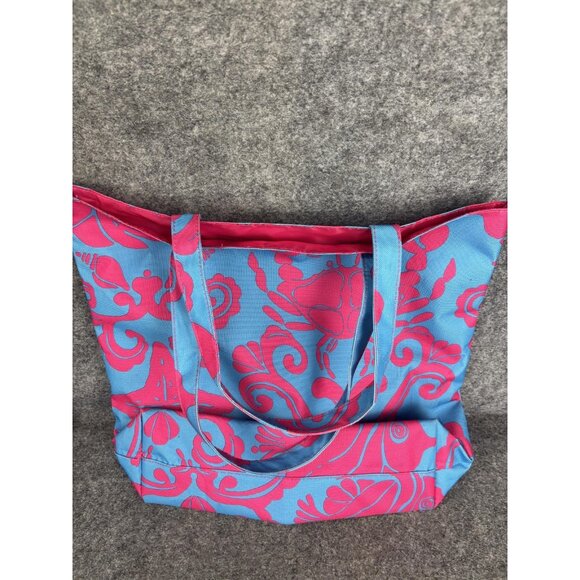 Lilly Pulitzer Tote Bag Womens Blue Pink Crab Seashell Beach Travel Estee Lauder - Picture 3 of 7